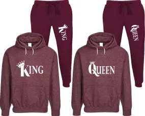 King Queen Couple Speckle Hoodies and Jogger Pants Matching Top&Bottom Sets