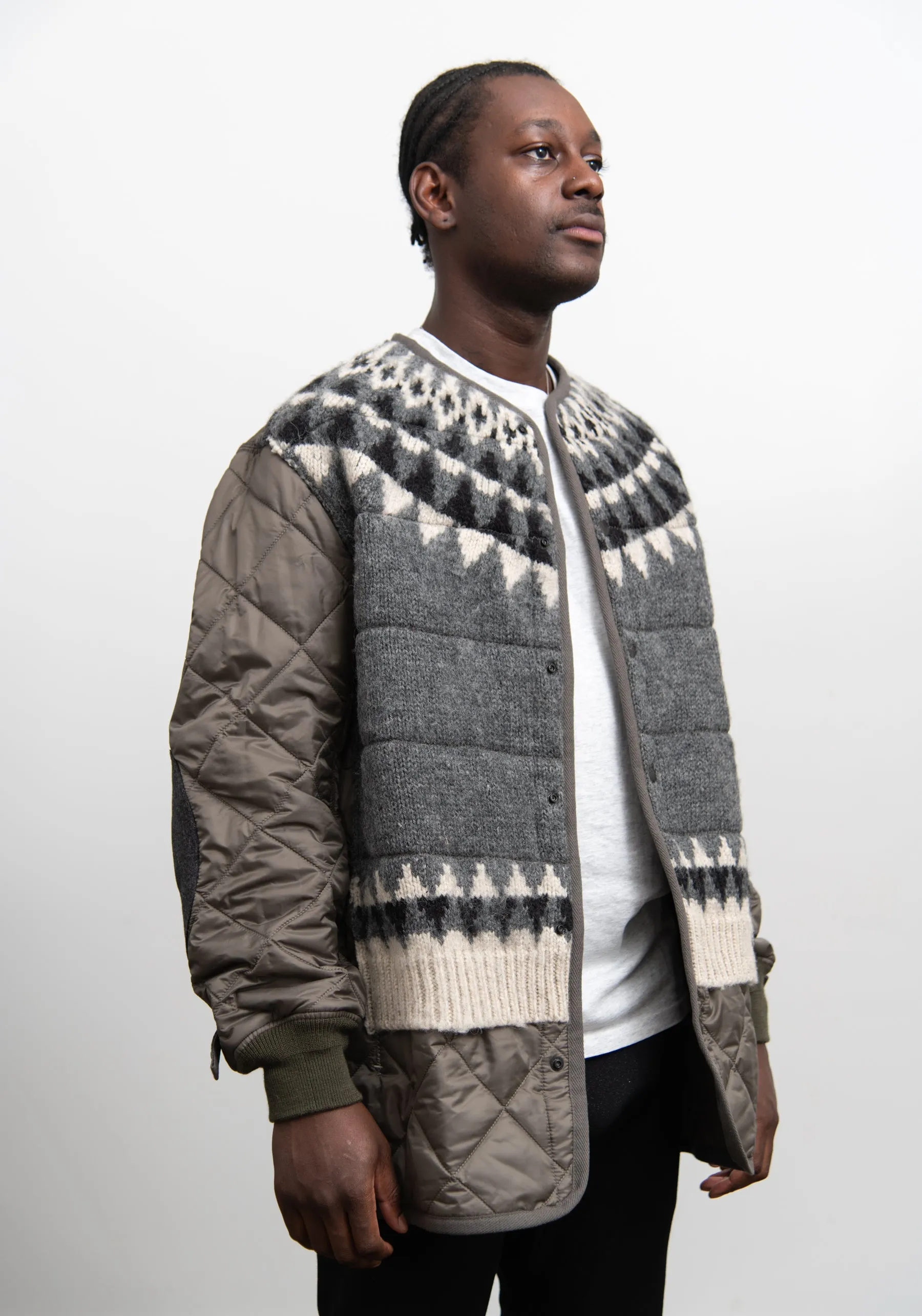 Knit Panel Liner Coat Grey C015