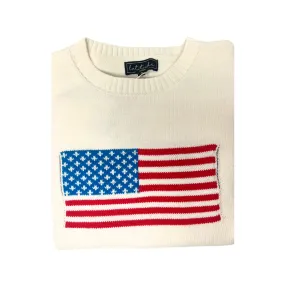 Latitude Women's White Sweater with American Flag