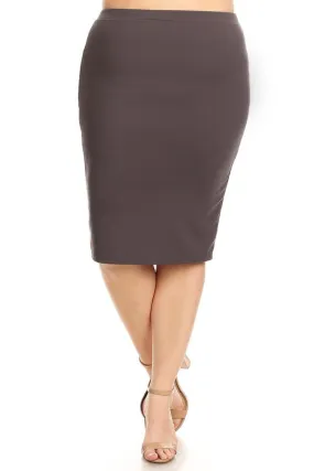 Laura Charcoal Gray Pencil Style Skirt-Textured