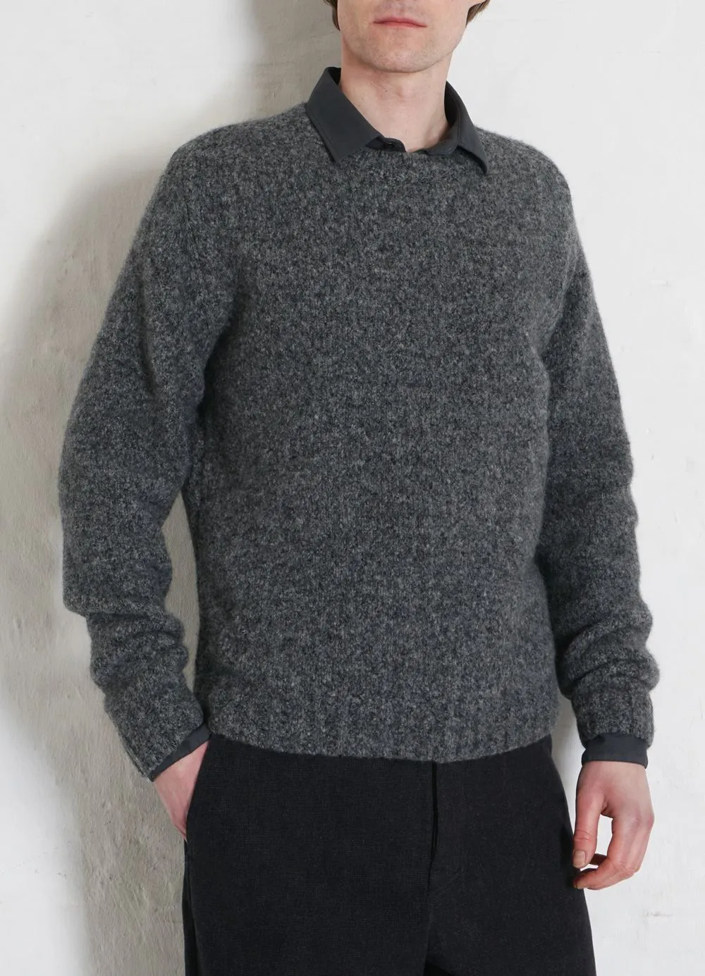 LEONARD | Knitted Crew Neck Sweater | Ashes