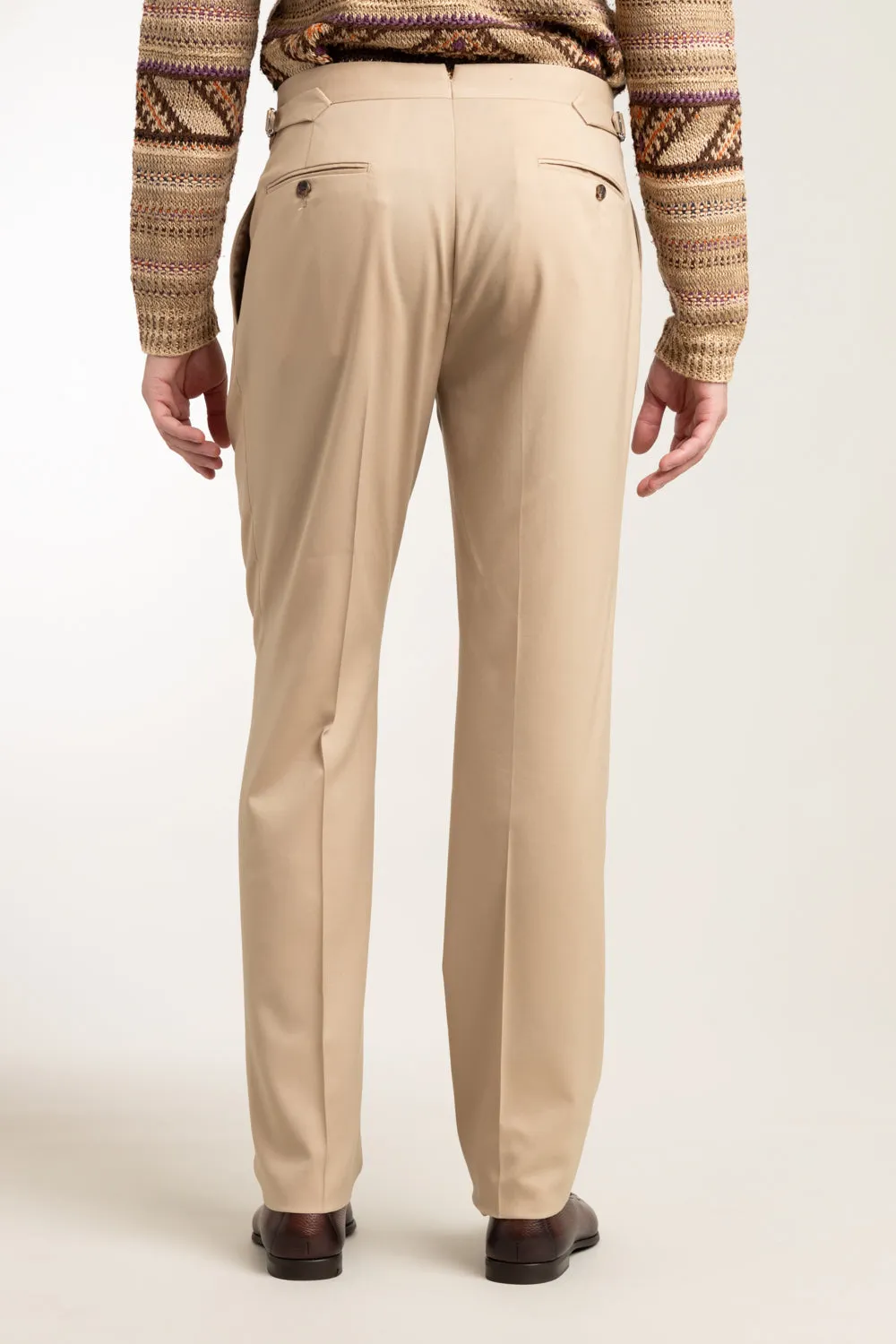 Light Brown Wool Pleated Trousers