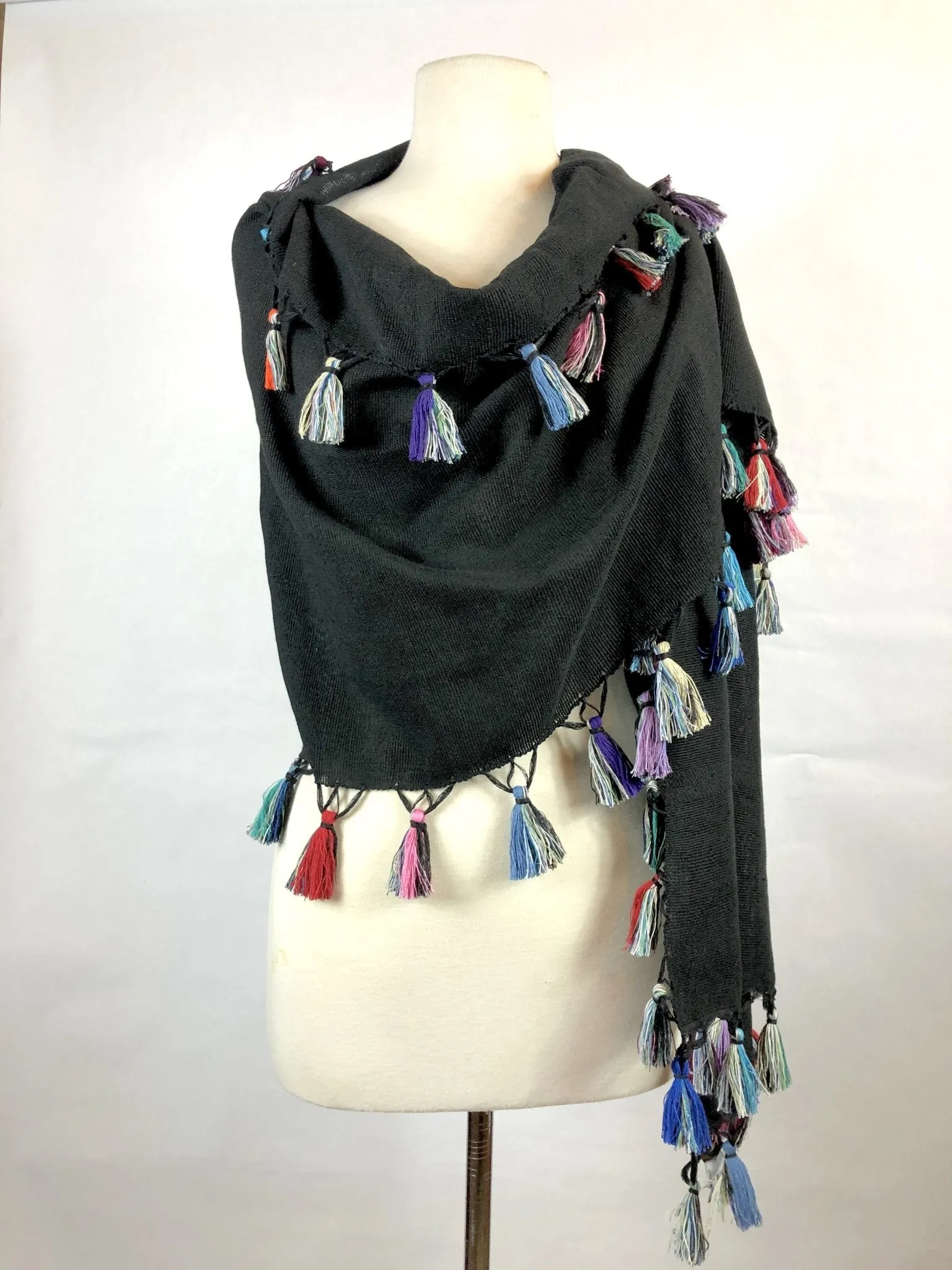 Lila Tassel Black Multicolor Wrap