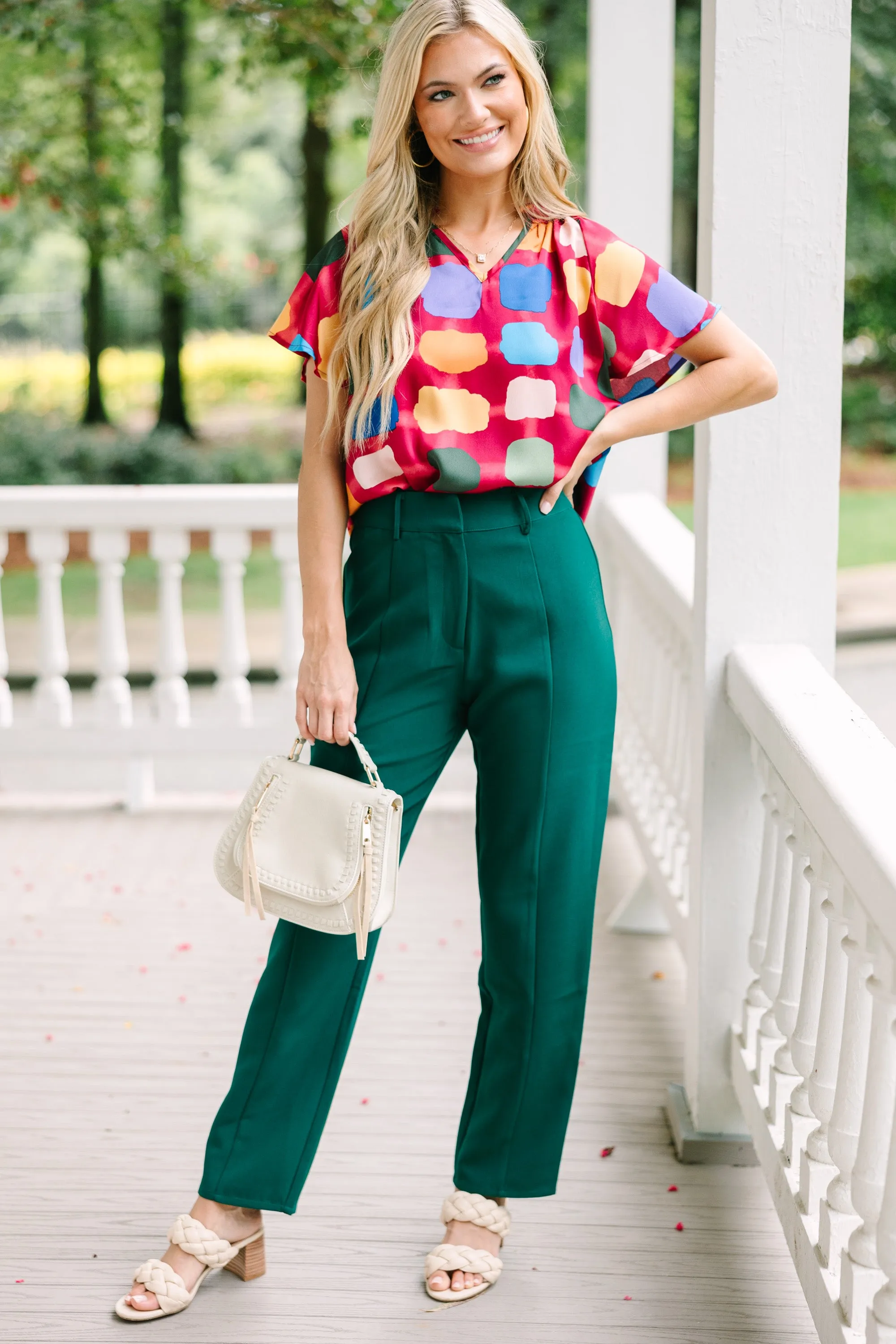 Make It Your Own Burgundy Red Abstract Blouse