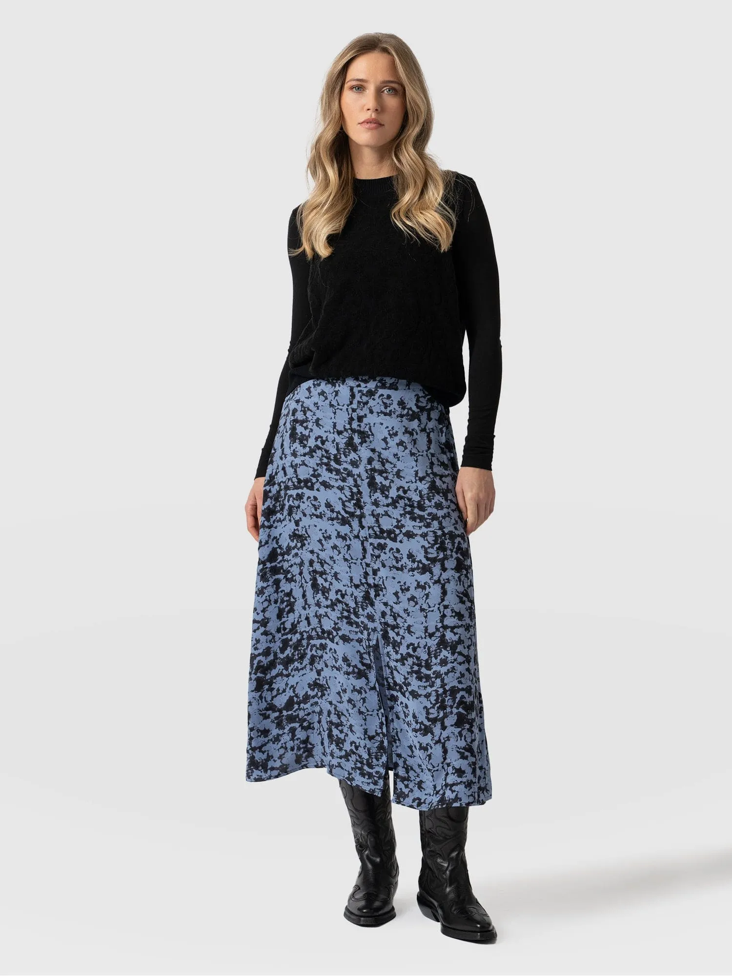 Marina Midi Skirt - Blue Cloud