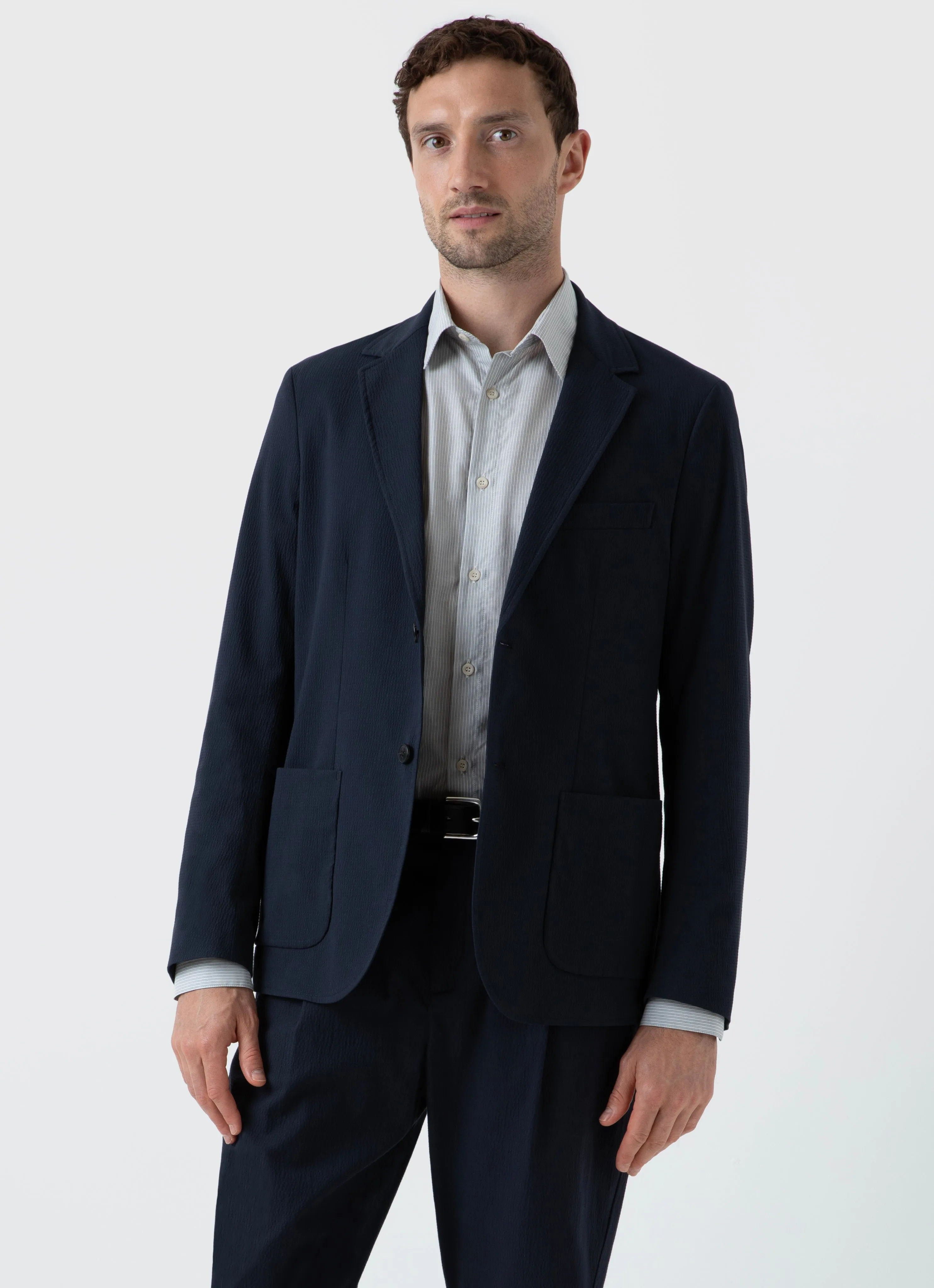 Men's Seersucker Two-Piece Suit in Navy