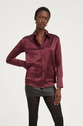 Merlot Silk Slim Button Down