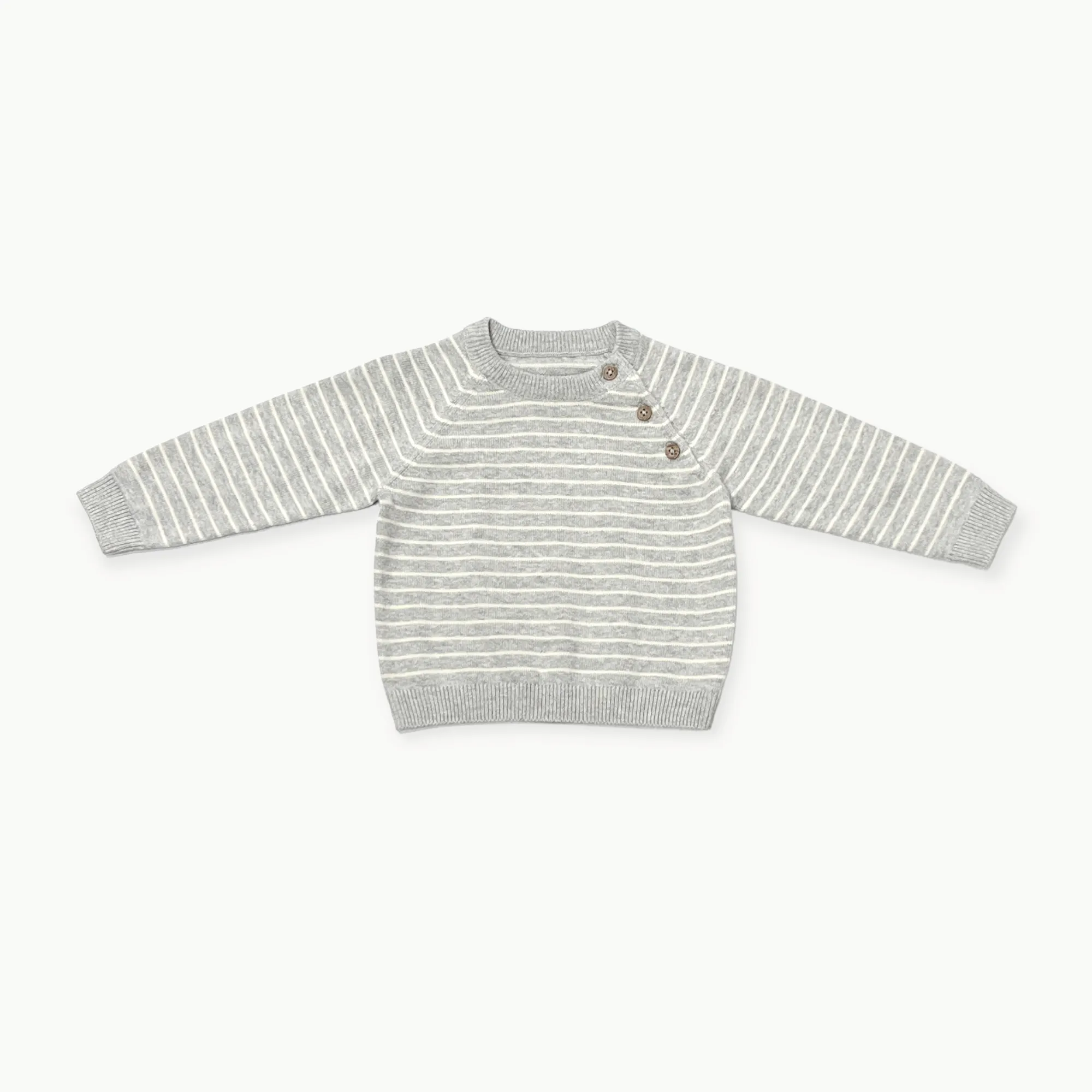 Milan Raglan Button Knit Baby Pullover Sweater (Organic Cotton) - 3 Colors