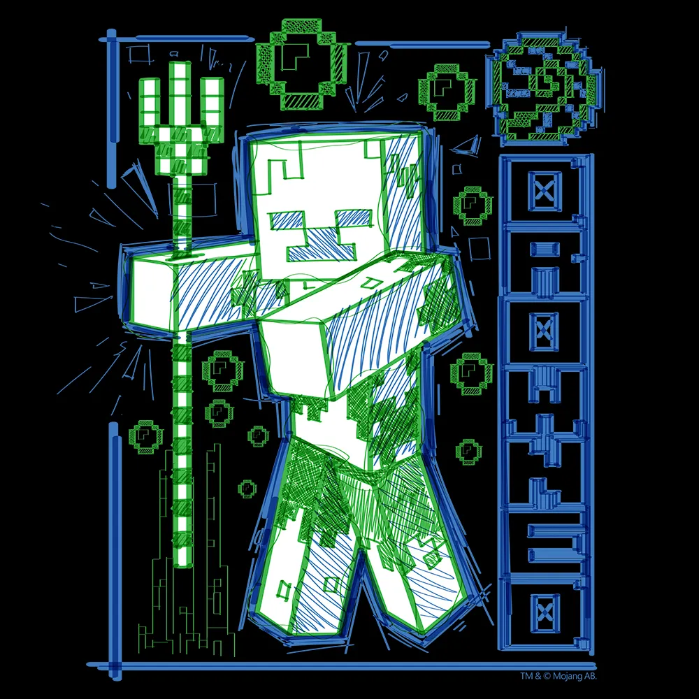 Minecraft Acid Sketch Drowned Pullover Hoodie