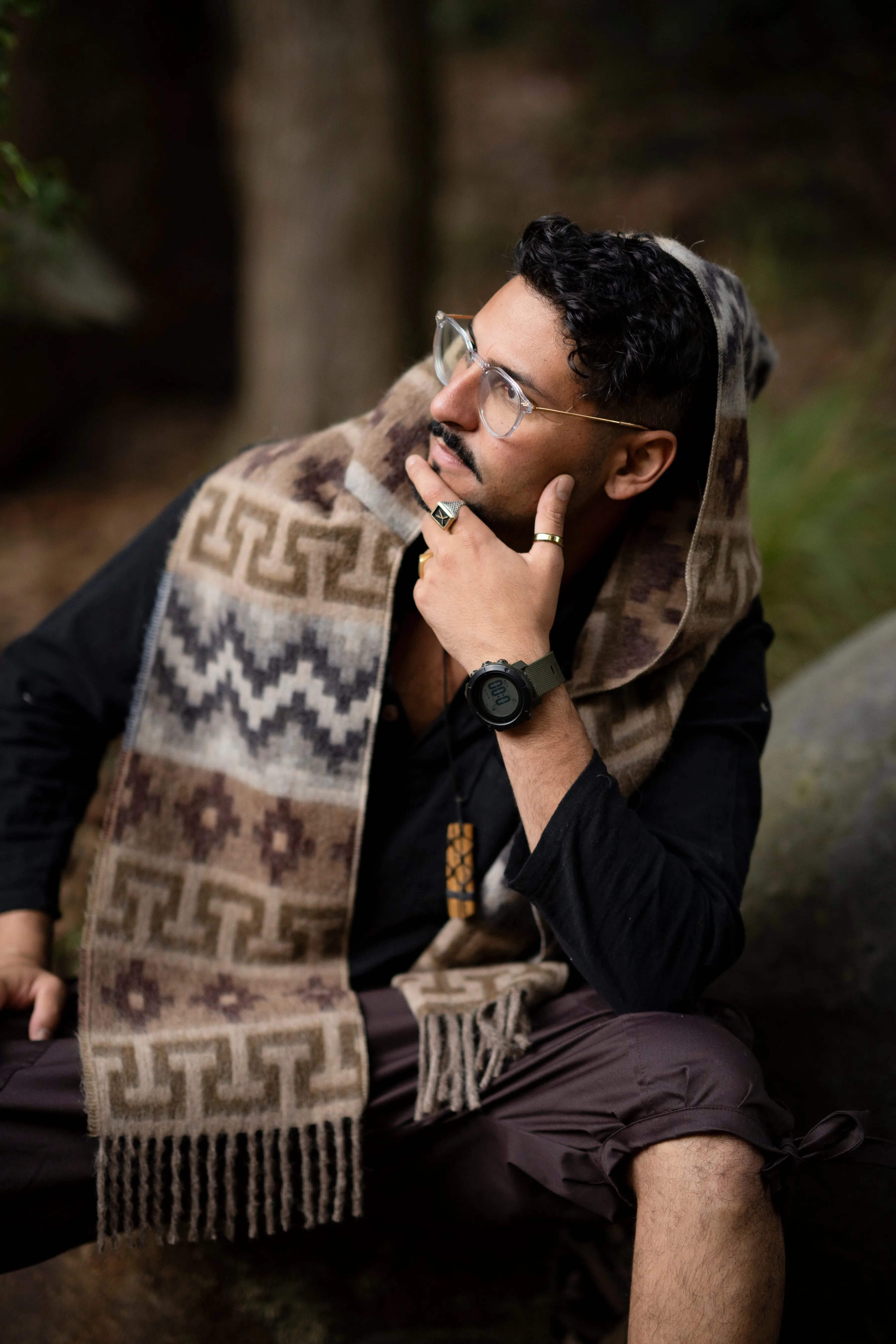 Mountain Alpaca Geometric Scarf for Men