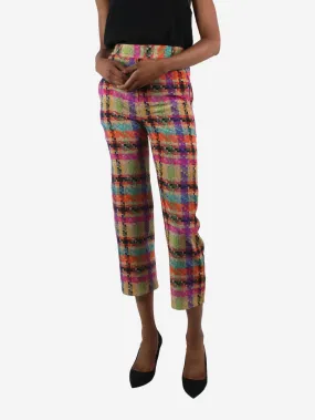 Multi elasticated waist check light trousers - size IT 38