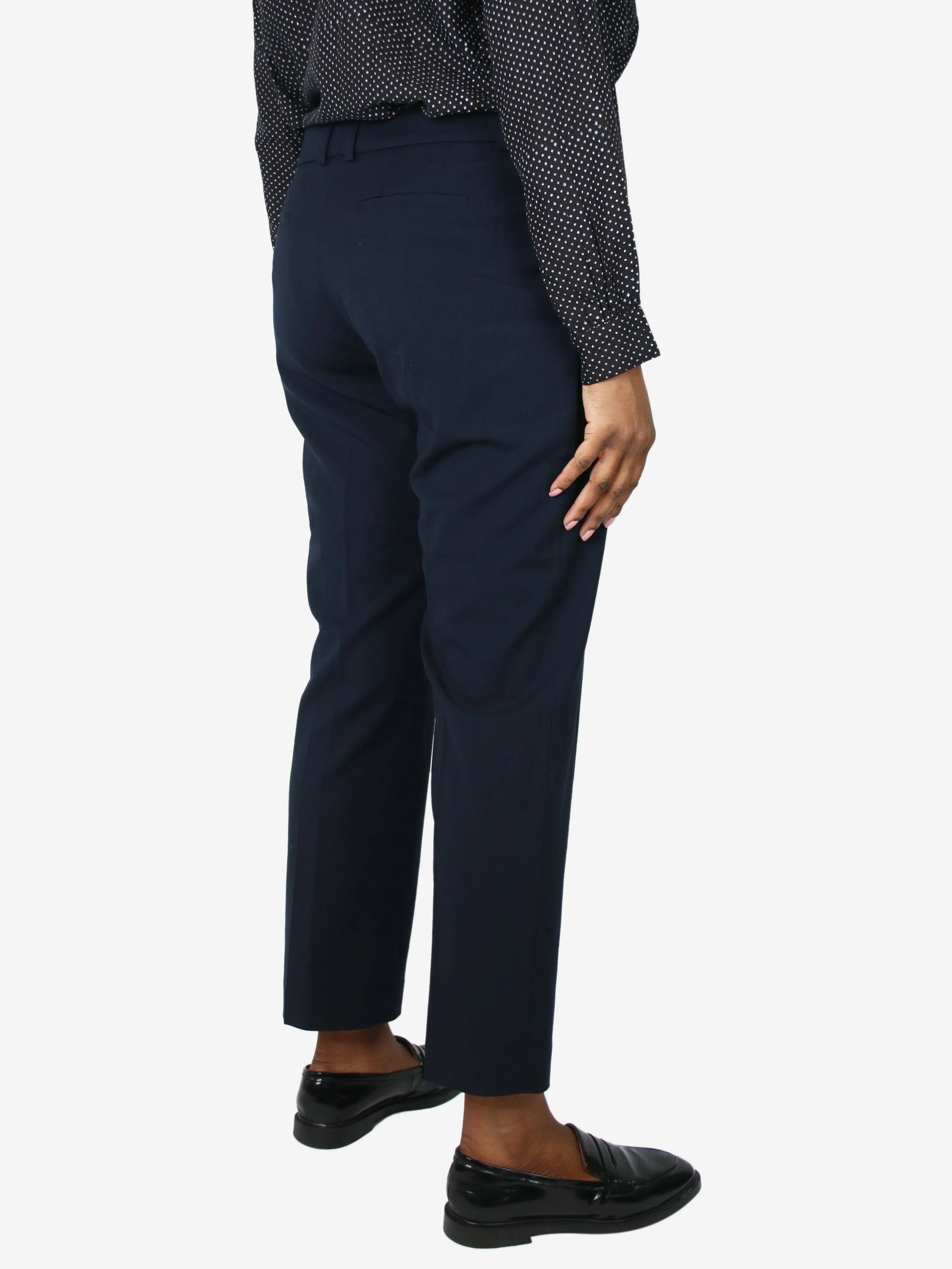 Navy wool tailored trousers - size UK 16