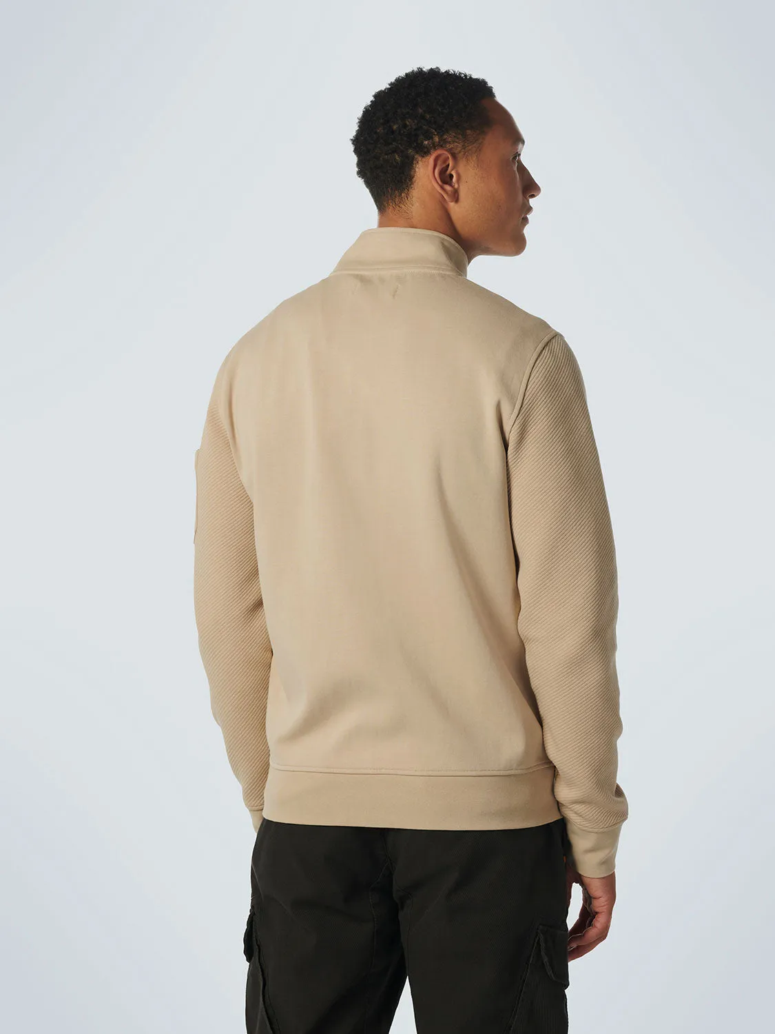 No Excess - Full Zip Jacquard Sweater - Stone or Black