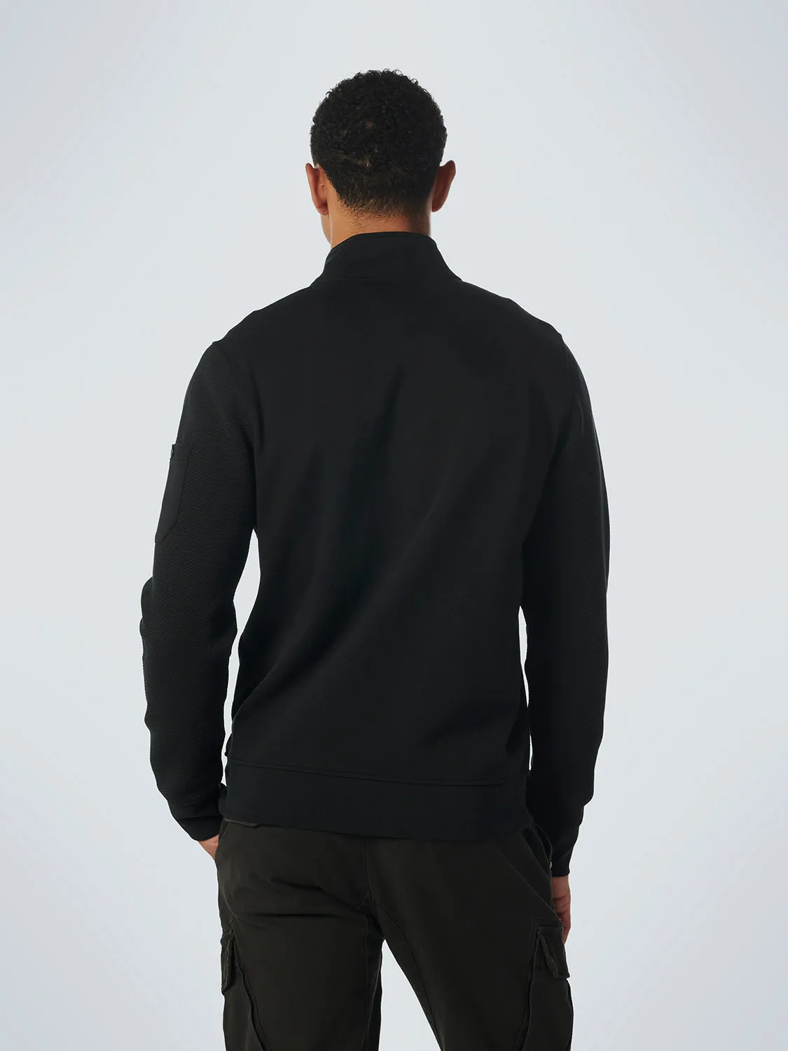 No Excess - Full Zip Jacquard Sweater - Stone or Black