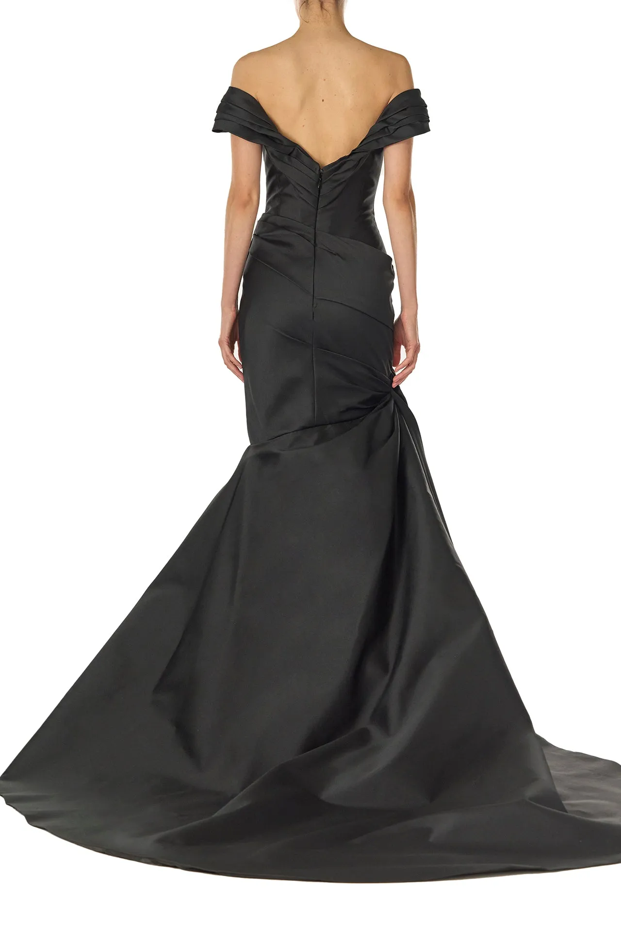 Off-The-Shoulder Draped Trumpet Gown