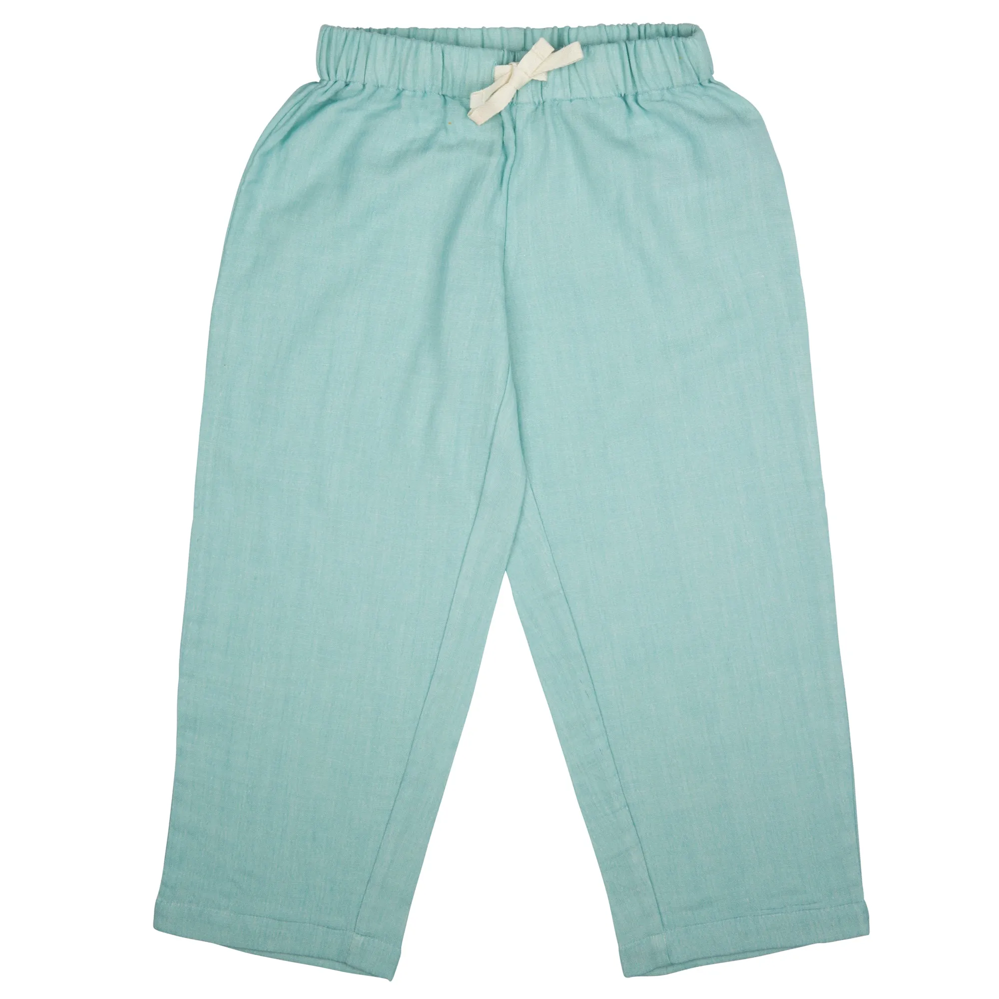 Pigeon Organics Turquoise Loose Summer Muslin Trousers