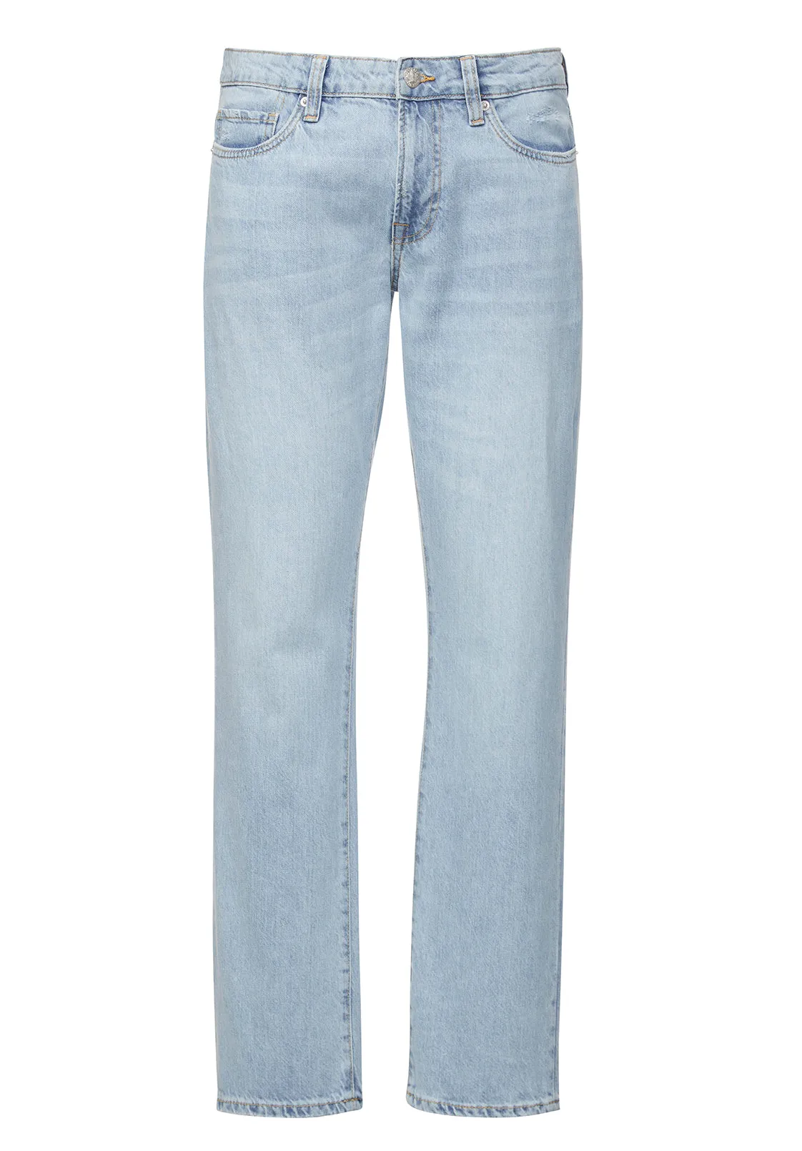 Relaxed Straight Driven Men's Jeans in Crinkled and Sanded Light Blue - BM22922