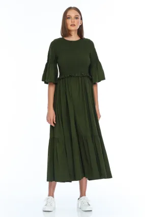 Salina SS Shirred Army Maxi Dress