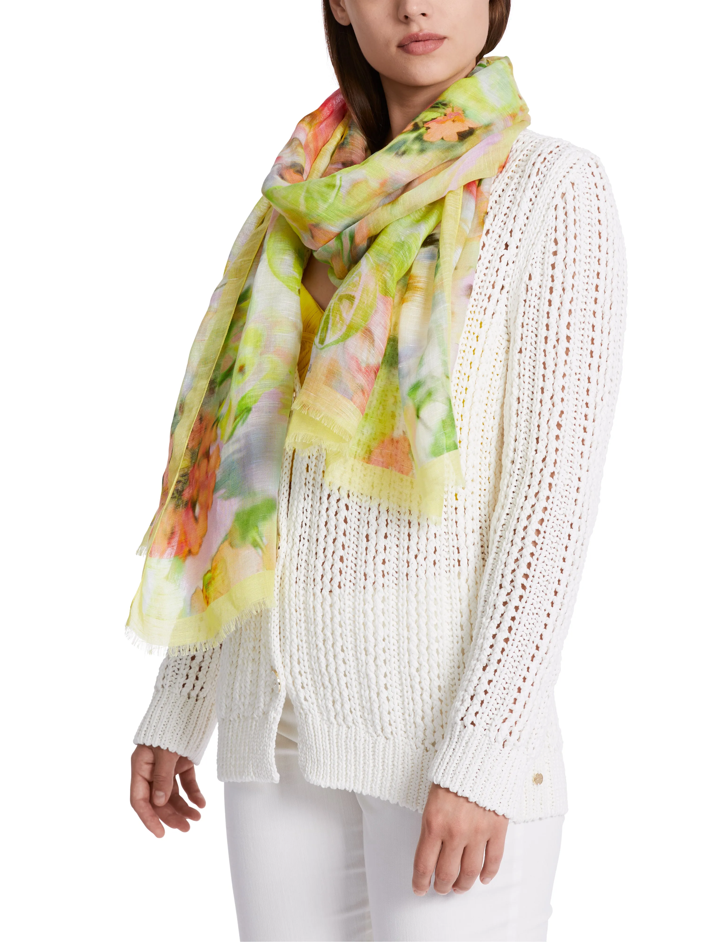 Scarf - Pale Yellow/Print