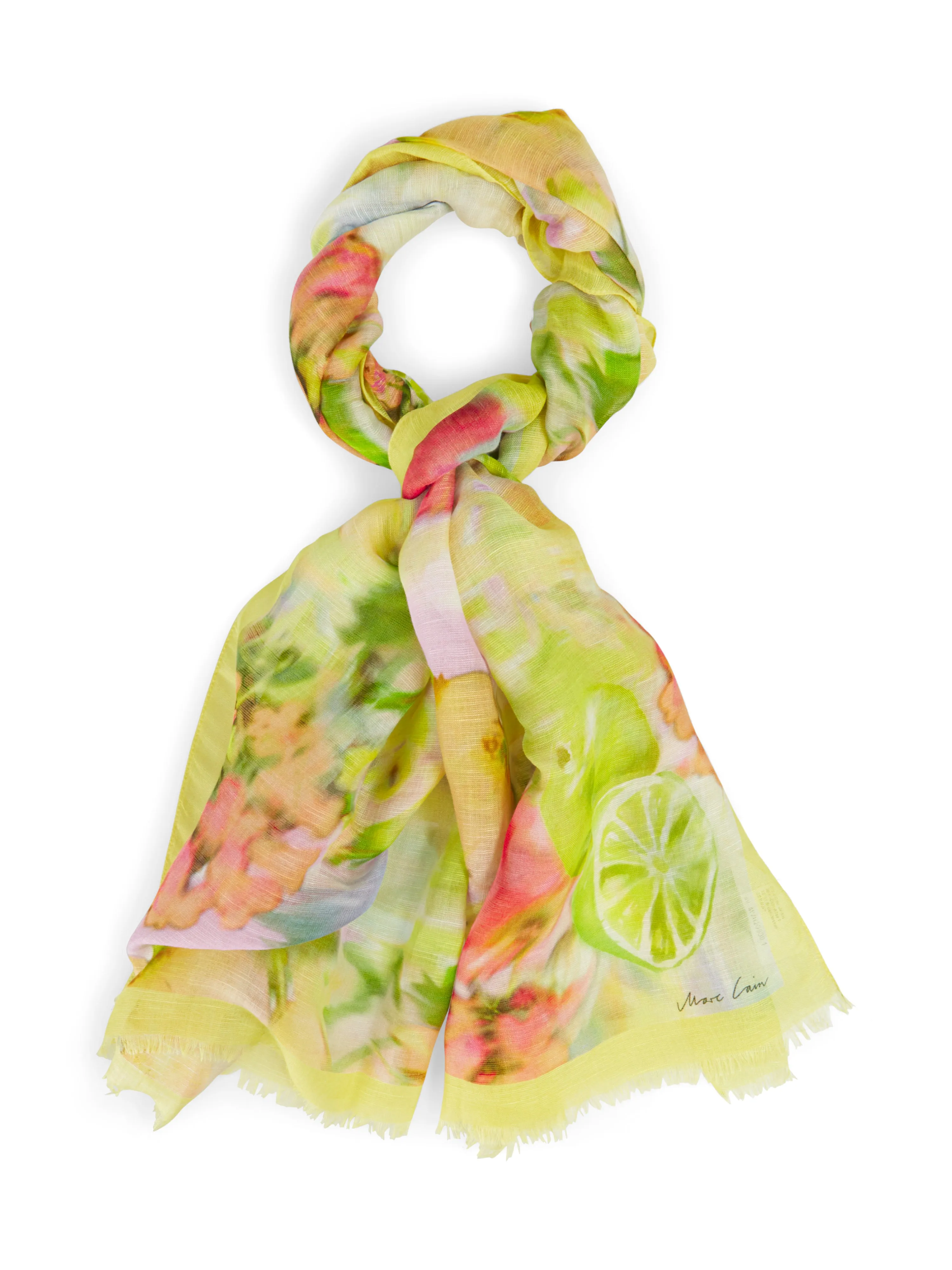 Scarf - Pale Yellow/Print