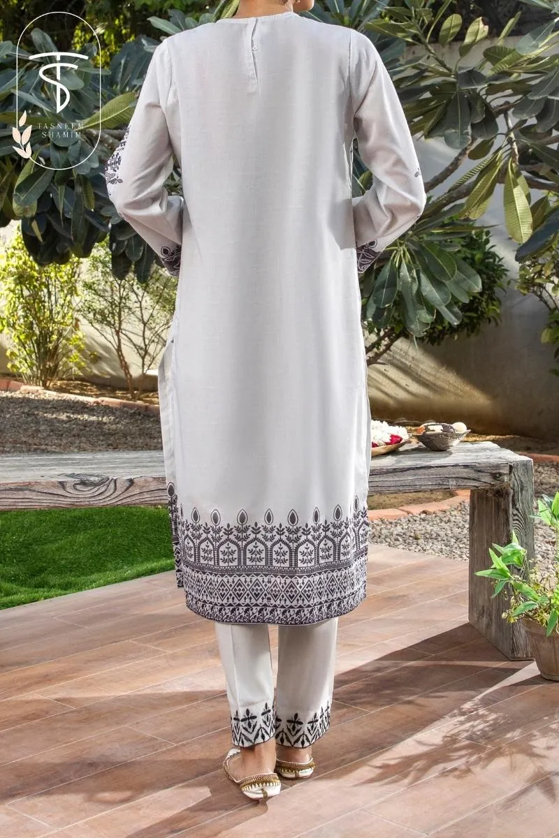 Silver | 2-Piece | Premium Printed Lawn