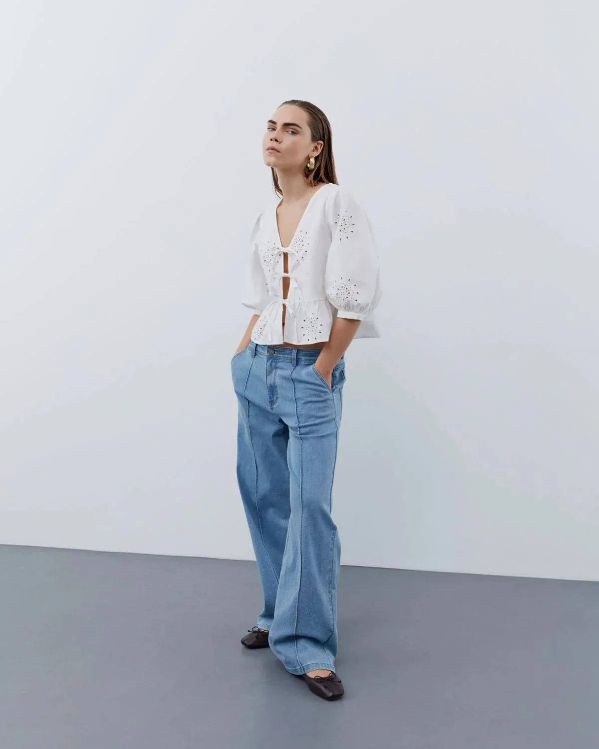 Sofie Schnoor Kari Wide Leg Jeans-Light Denim Blue-SNOS430