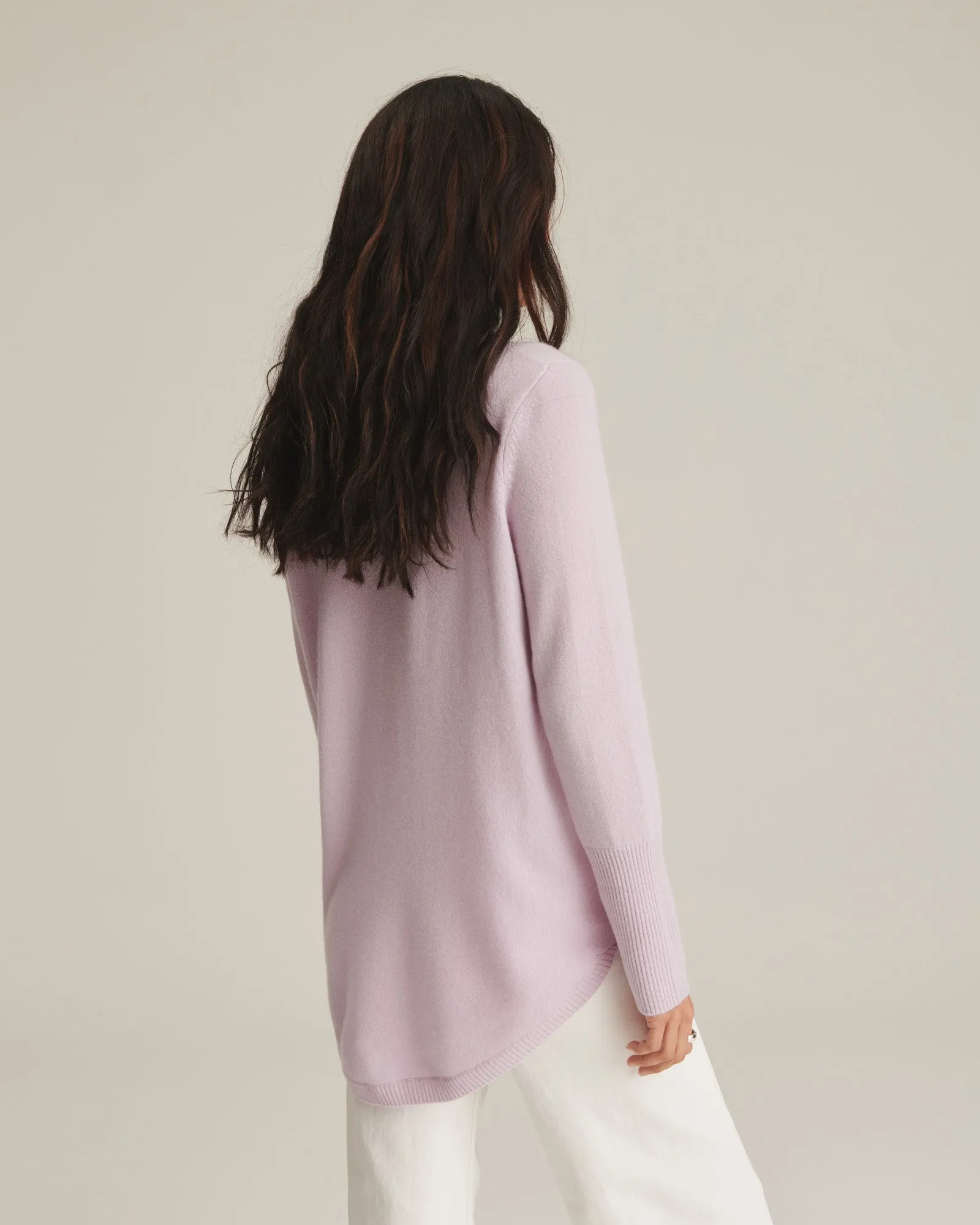 Soft by Naadam 100% Cashmere Crew Neck Curved Hem Sweater