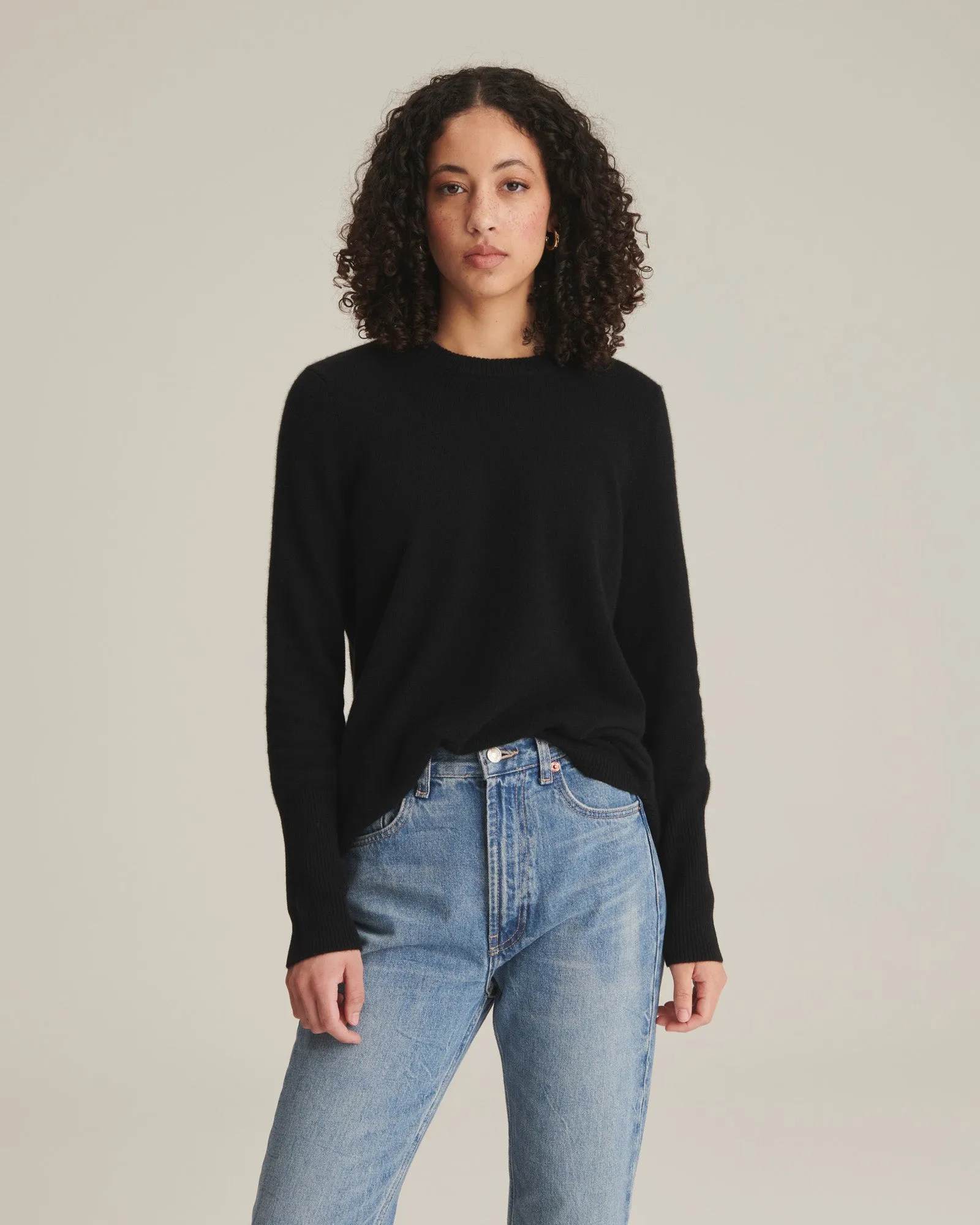 Soft by Naadam 100% Cashmere Crew Neck Curved Hem Sweater