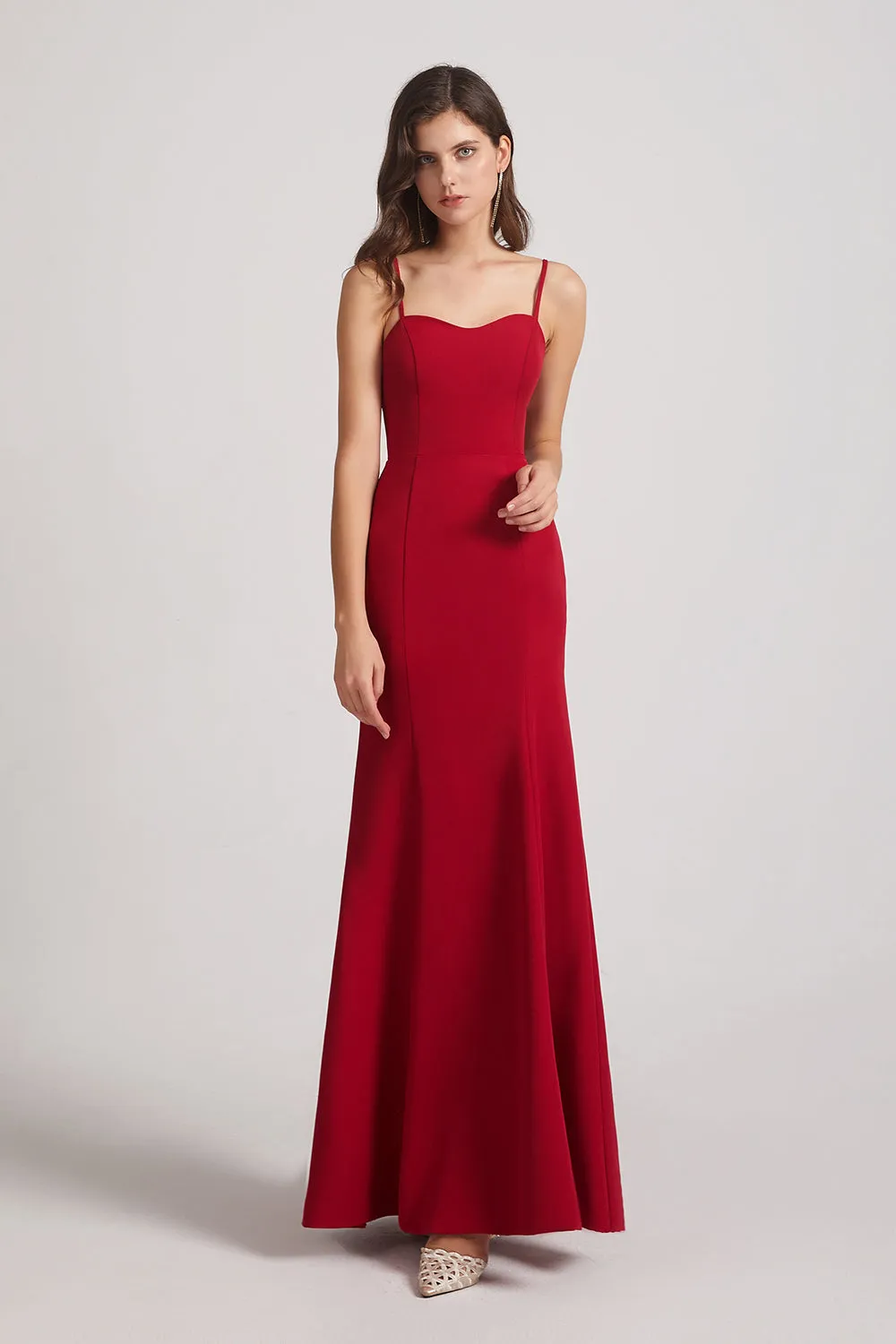 Spaghetti Straps Sweetheart Trumpet Evening Gown (AF0033)