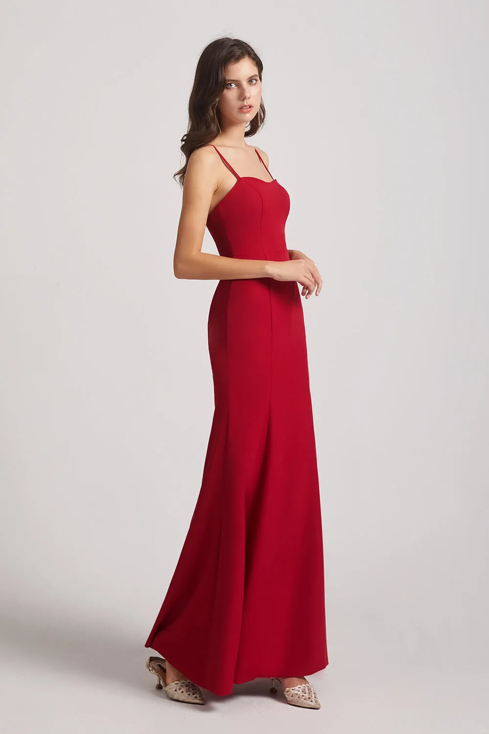 Spaghetti Straps Sweetheart Trumpet Evening Gown (AF0033)