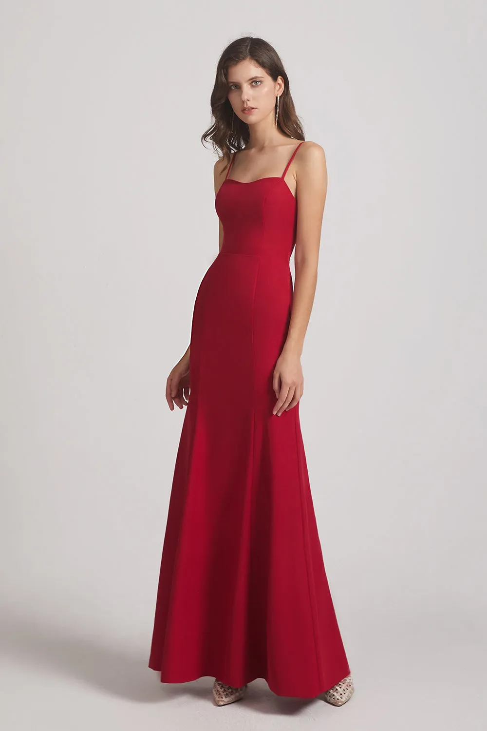 Spaghetti Straps Sweetheart Trumpet Evening Gown (AF0033)