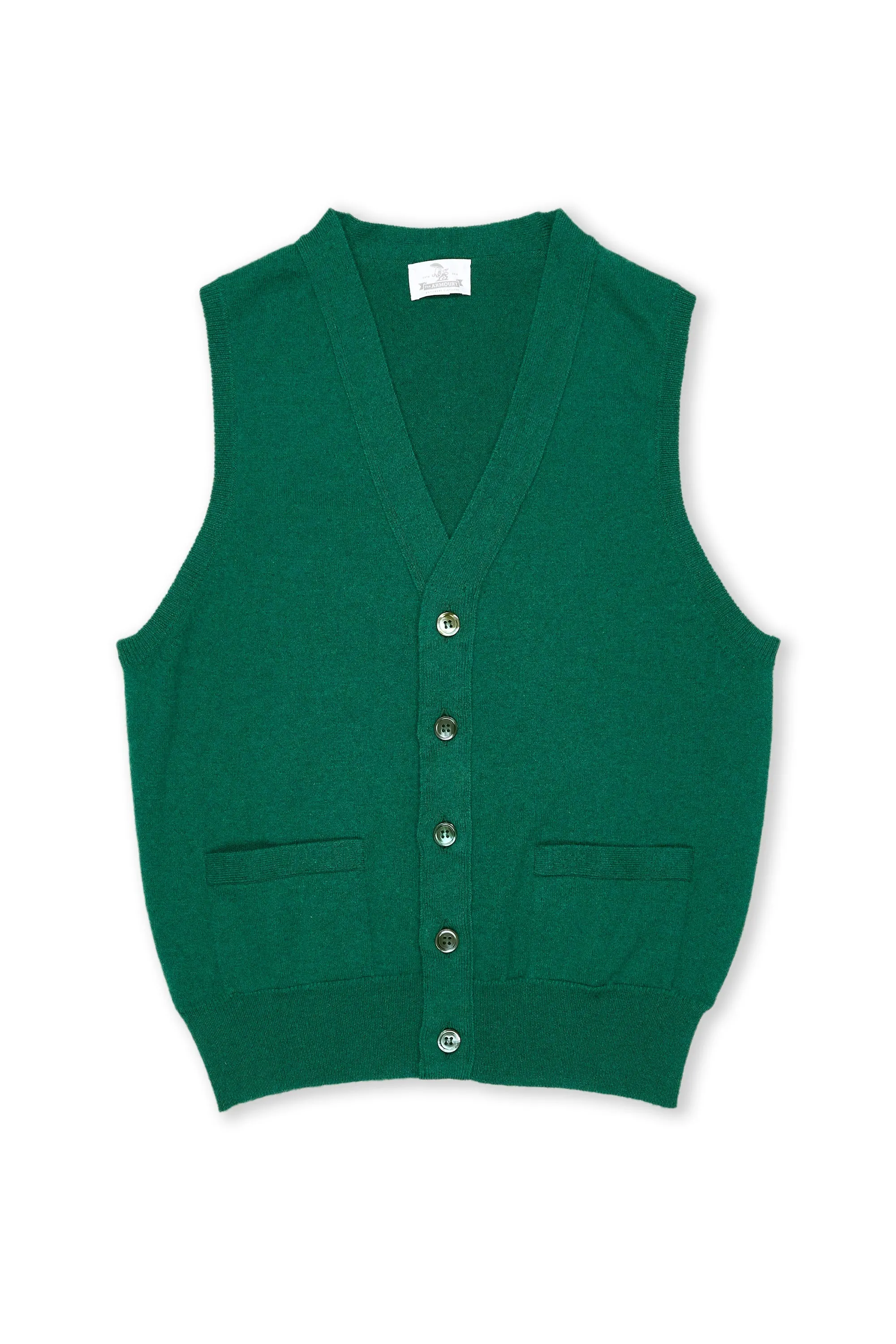 The Armoury Green Cashmere Sleeveless Cardigan