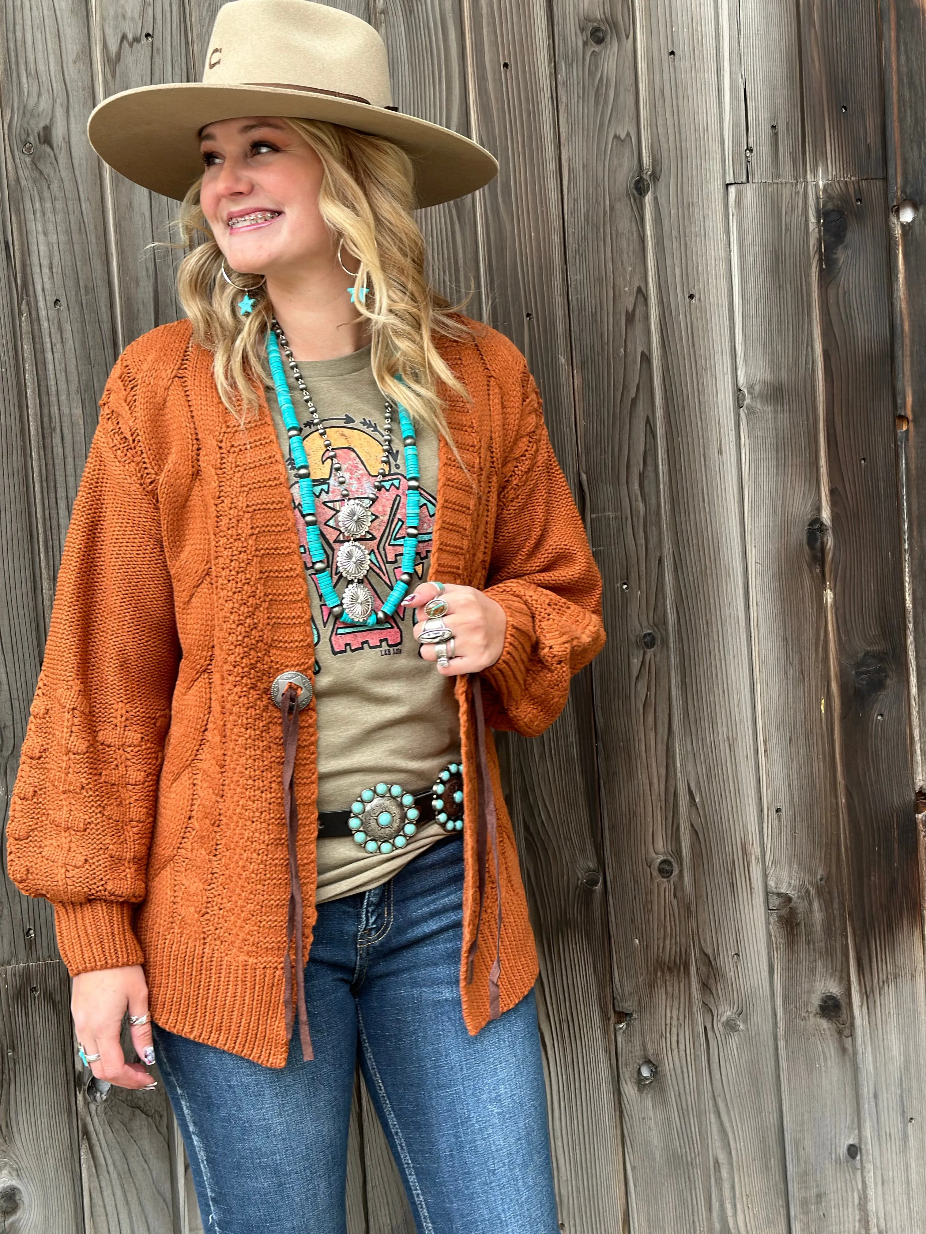 The Colors of Fall Concho Cardigan Sweater