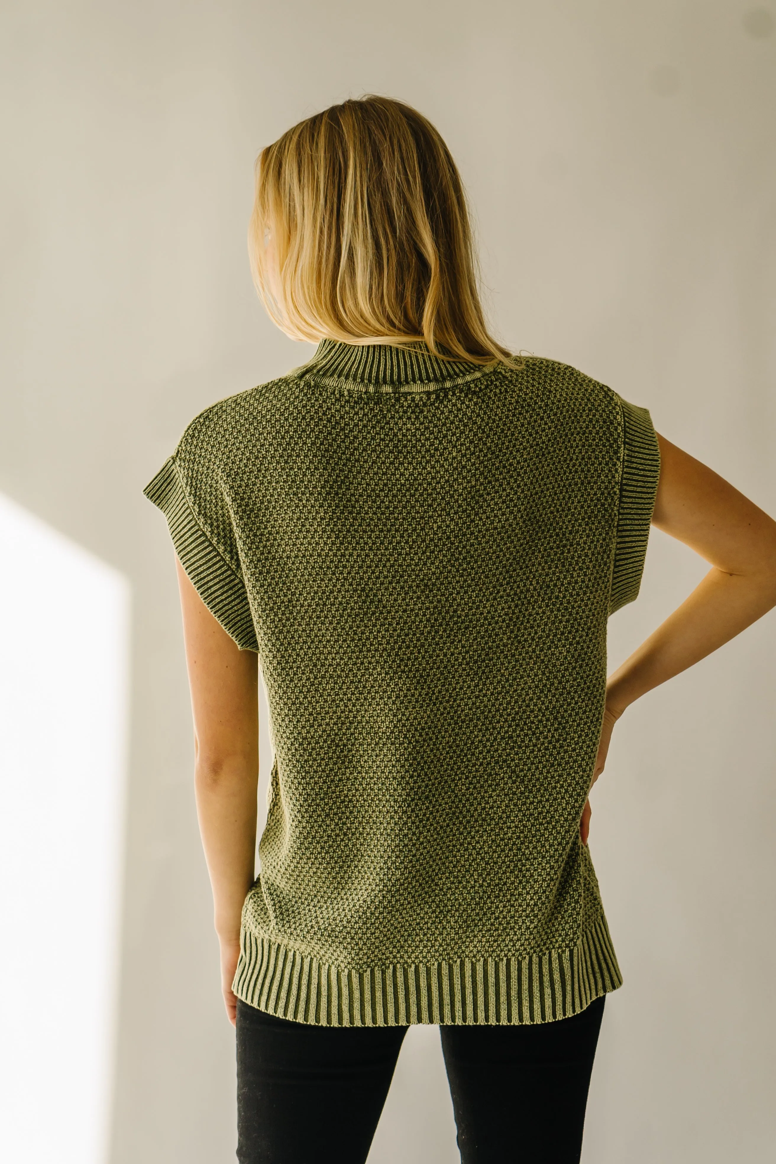 The Skandia Cap Sleeve Sweater in Olive Green