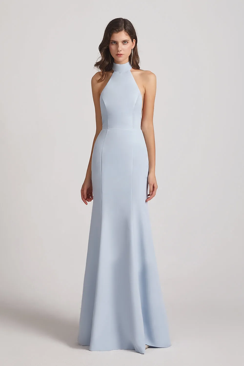 Trumpet Backless High Neck Halter Bridesmaid Dresses (AF0029)