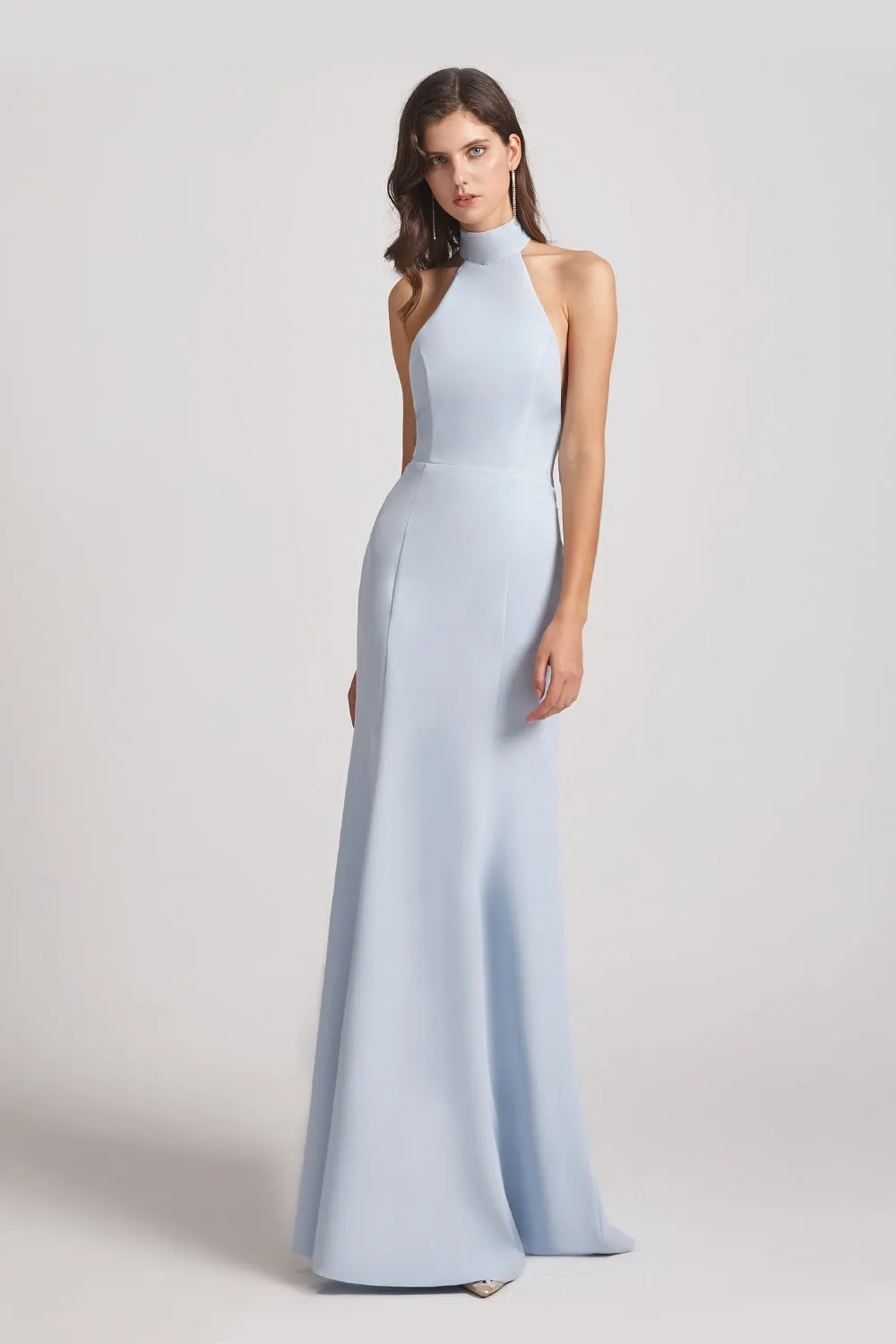 Trumpet Backless High Neck Halter Bridesmaid Dresses (AF0029)