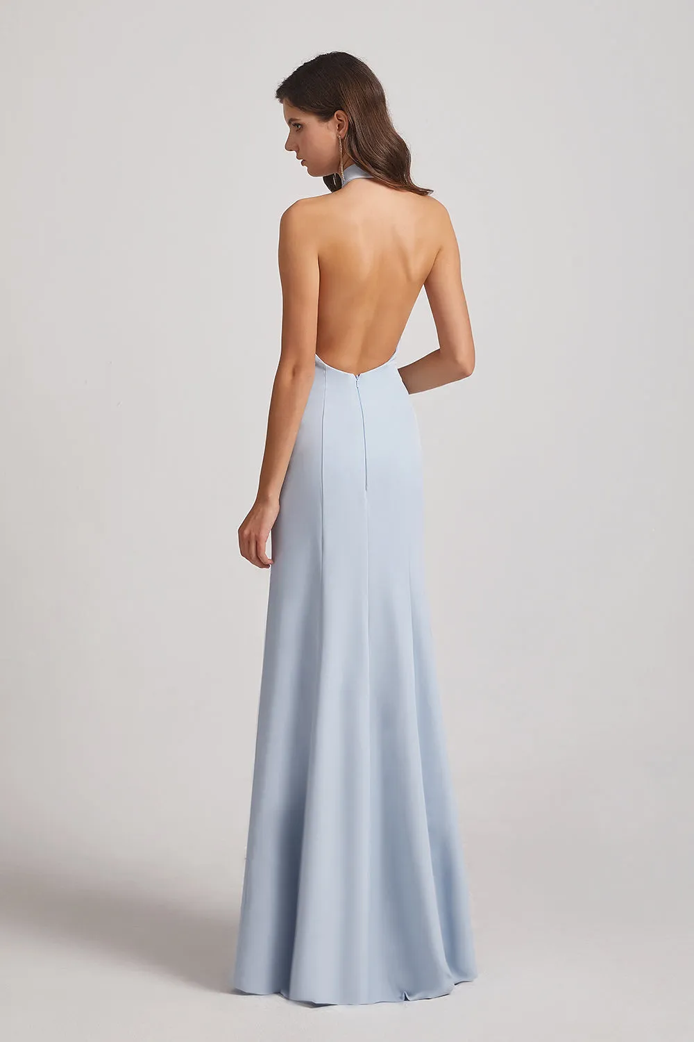 Trumpet Backless High Neck Halter Bridesmaid Dresses (AF0029)