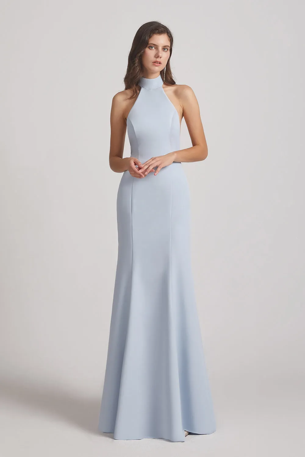 Trumpet Backless High Neck Halter Bridesmaid Dresses (AF0029)