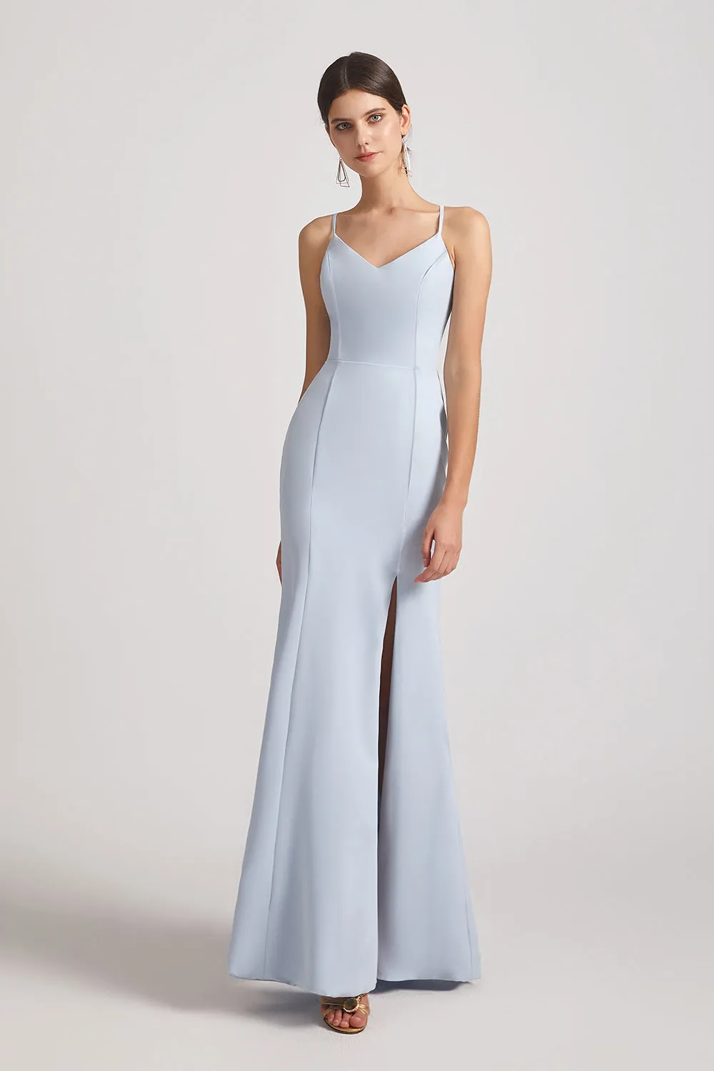 V-Neck Spaghetti Straps Trumpet Maxi Dresses (AF0179)