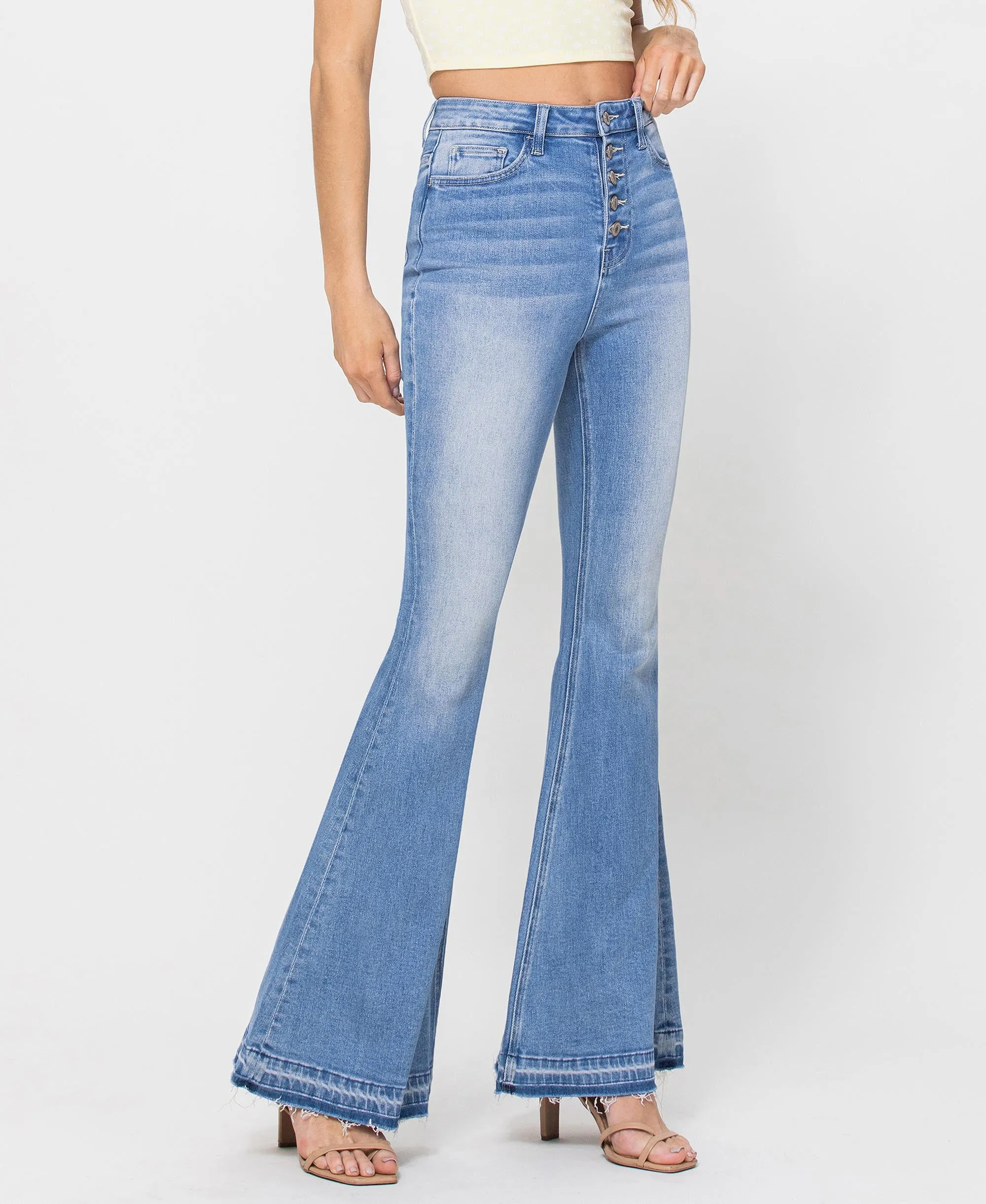 Valentine - Super High Rise Button Fly Flare Jeans