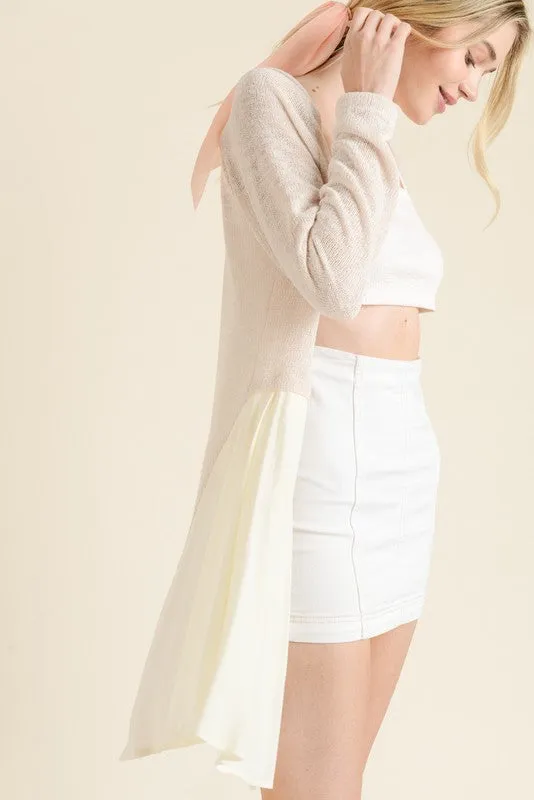 Victoria Ruffle Cardigan Sweater In Ivory