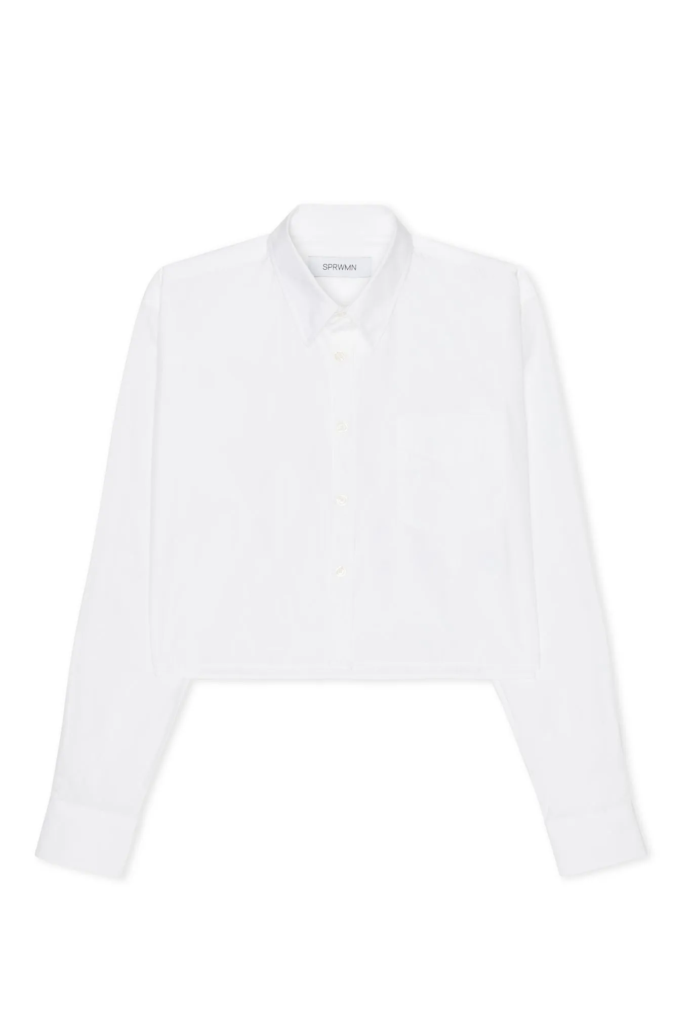 White Cropped Button Down