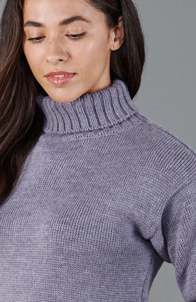 Womens Chunky Merino Wool Cropped Submariner Jumper