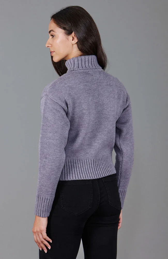 Womens Chunky Merino Wool Cropped Submariner Jumper