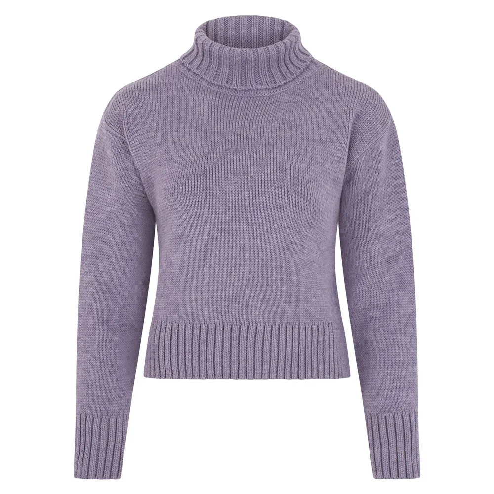 Womens Chunky Merino Wool Cropped Submariner Jumper