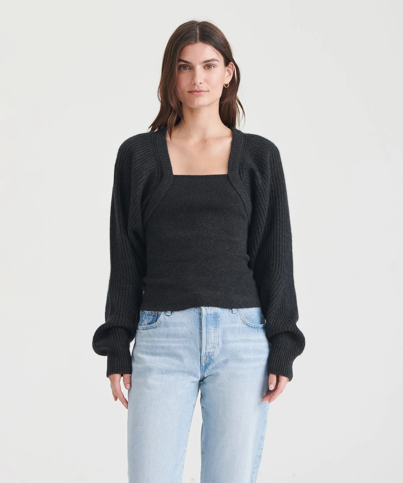 Wool Cashmere Fisherman Layered Sweater